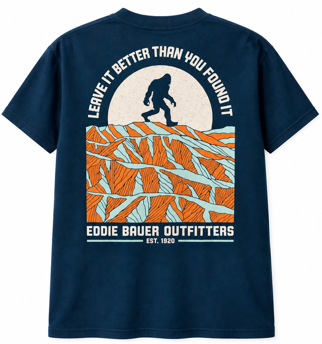 EDDIE BAUER GRAPHIC T-SHIRT NAVY - BIG FOOT