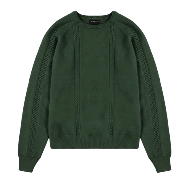 RICHIE LE CABLE KNIT SWEATER FOREST GREEN - RLC22-023