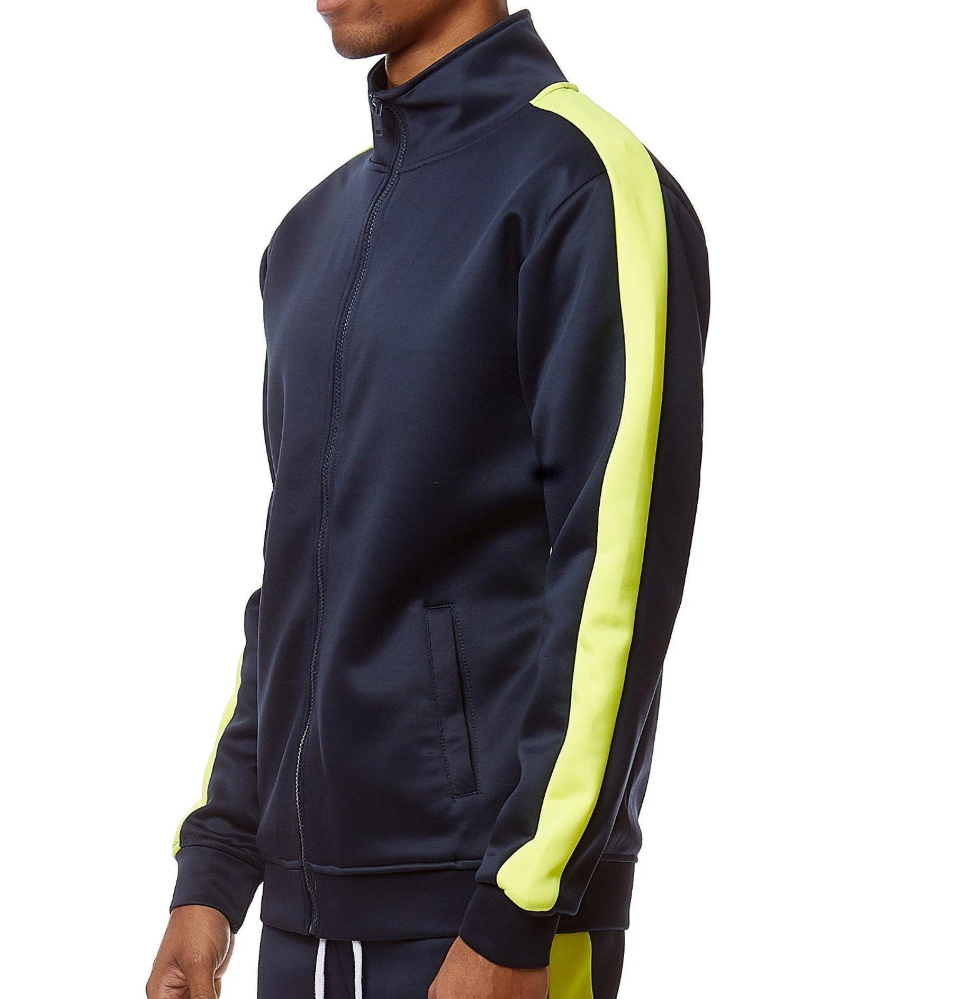 REBEL MINDS TRACK JACKET NAVY/NEON YELLOW - 100-501