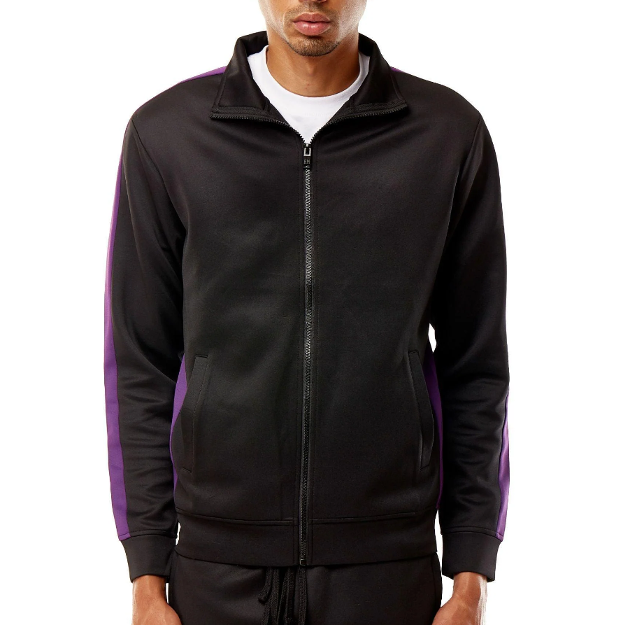 REBEL MINDS TRACK JACKET BLACK/PURPLE - 100-501