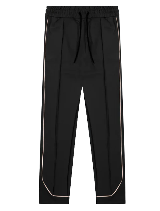 RICHIE LE PLEATED TRACK PANTS BLACK/CREAM - RLC-426