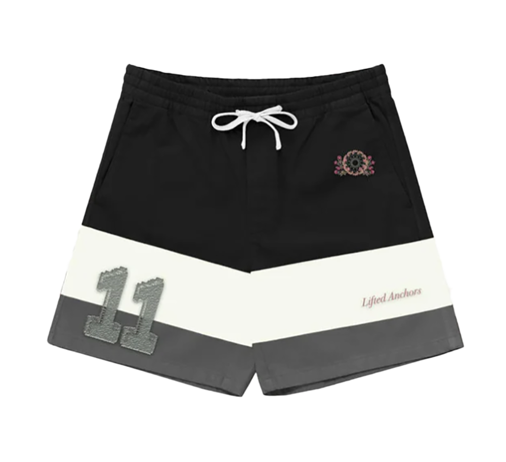 LIFTED ANCHOR RUGBY SHORTS GREY/BLK - LASM24-8