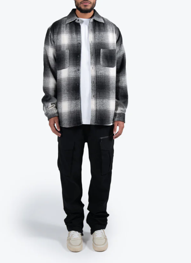 RICHIE LE BRUSHED FLANNEL SHIRT BLACK - RLC-SFL01