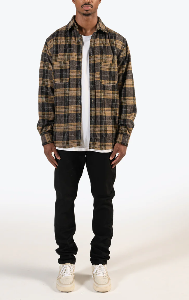 RICHIE LE BRUSHED FLANNEL SHIRT YELLOW/BLK - RLC-FL03