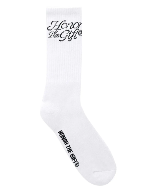 HONOR THE GIFT HTG SCRIPT RIBBED SOCKS WHITE - HTG230481