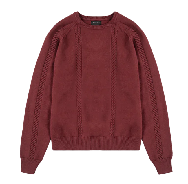 RICHIE LE CABLE KNIT SWEATER BURGUNDY - RLC22-024