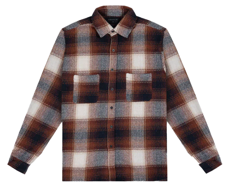 RICHIE LE BRUSHED FLANNEL SHIRT BROWN - RLC-SFL03