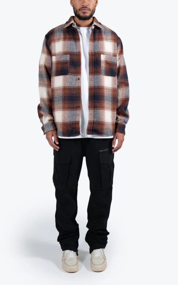 RICHIE LE BRUSHED FLANNEL SHIRT BROWN - RLC-SFL03