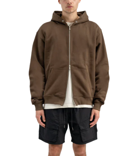 RICHIE LE ZIP HOODIE JACKET BROWN - RLC23-044