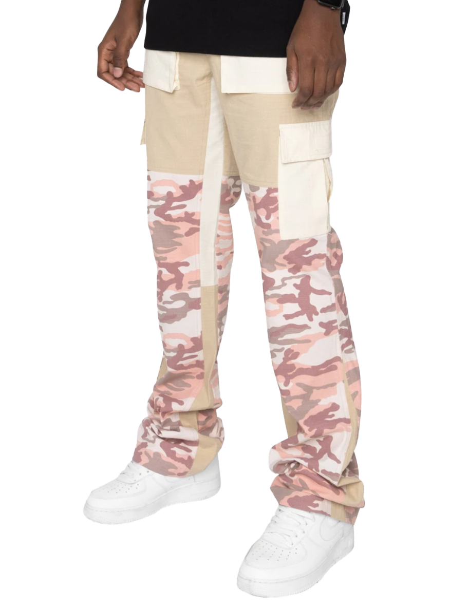 EPTM STACKED CARGO PANTS KHAKI/CAMO PINK - EPTM030