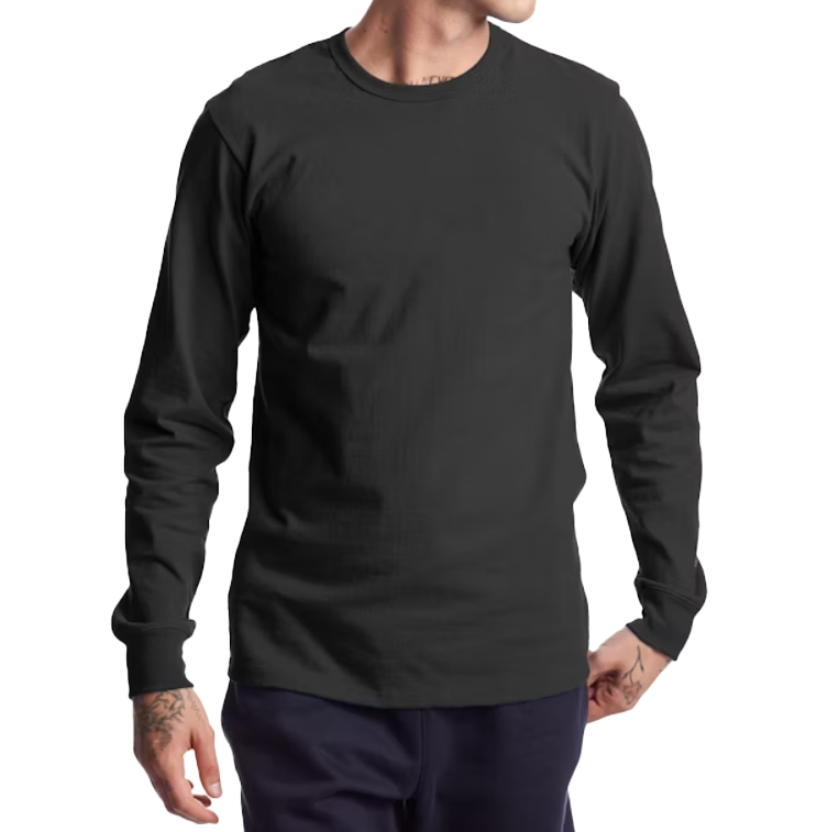 CHAMPION SOLID L/S SHIRT BLACK - T453-BK