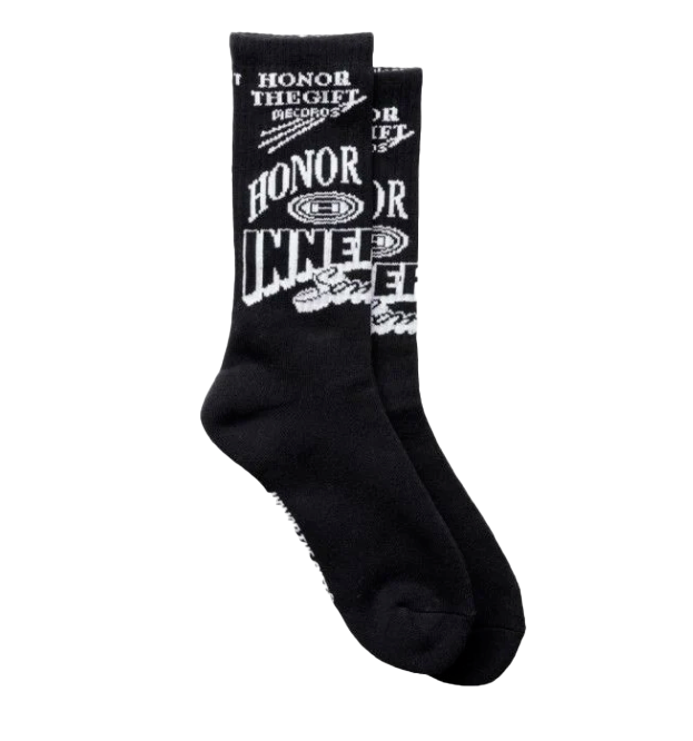 HONOR THE GIFT MIXED GRAPHIC RIBBED SOCKS BLACK - HTG240386