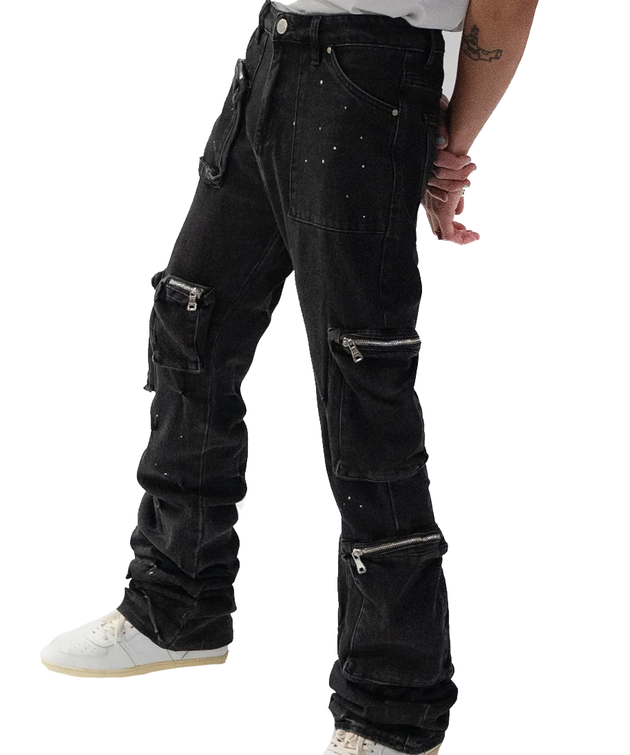 LIFTED ANCHOR STACKED CARGO JEANS DARK WASH- LAHL23-30