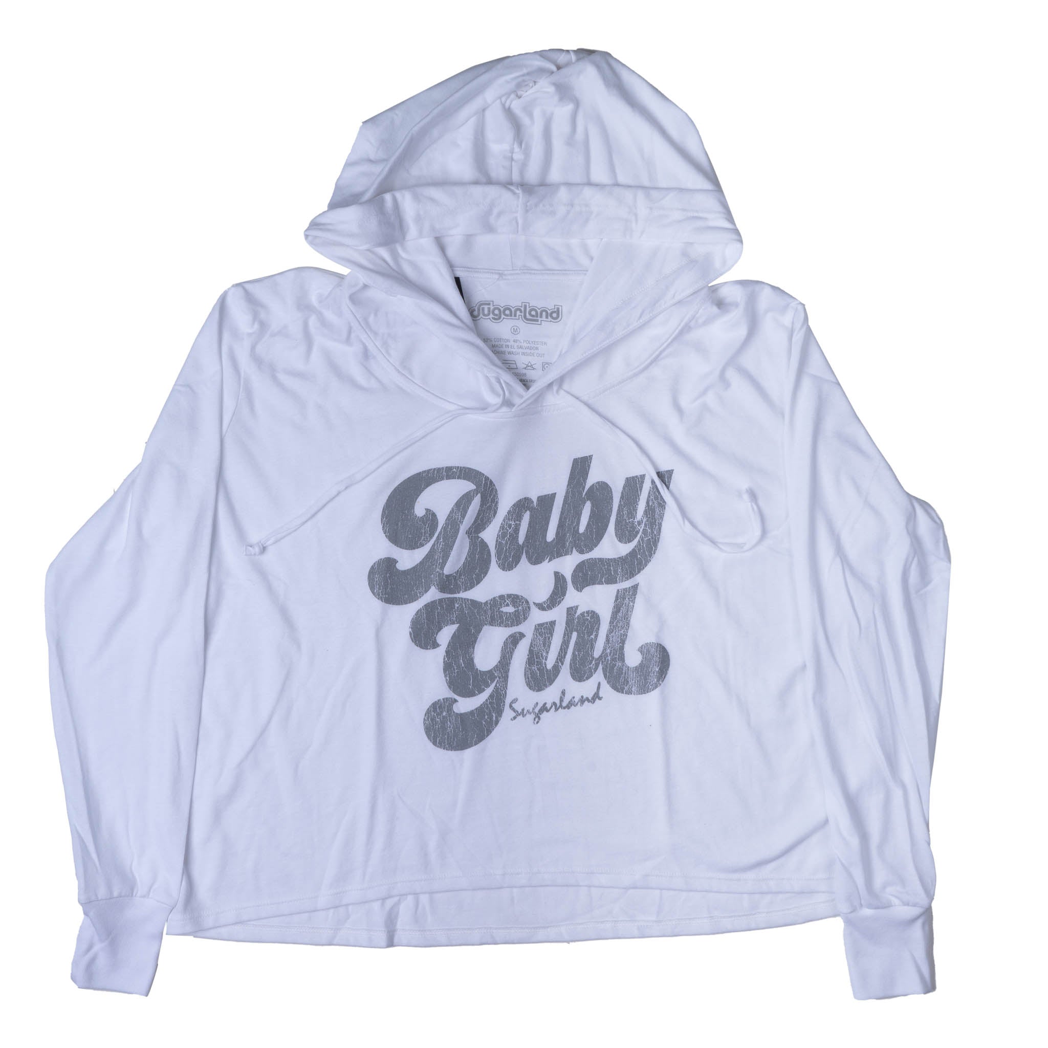 LICENSED SUGARLAND WOMENS CROPPED HOODIE WHITE - SGR-83920