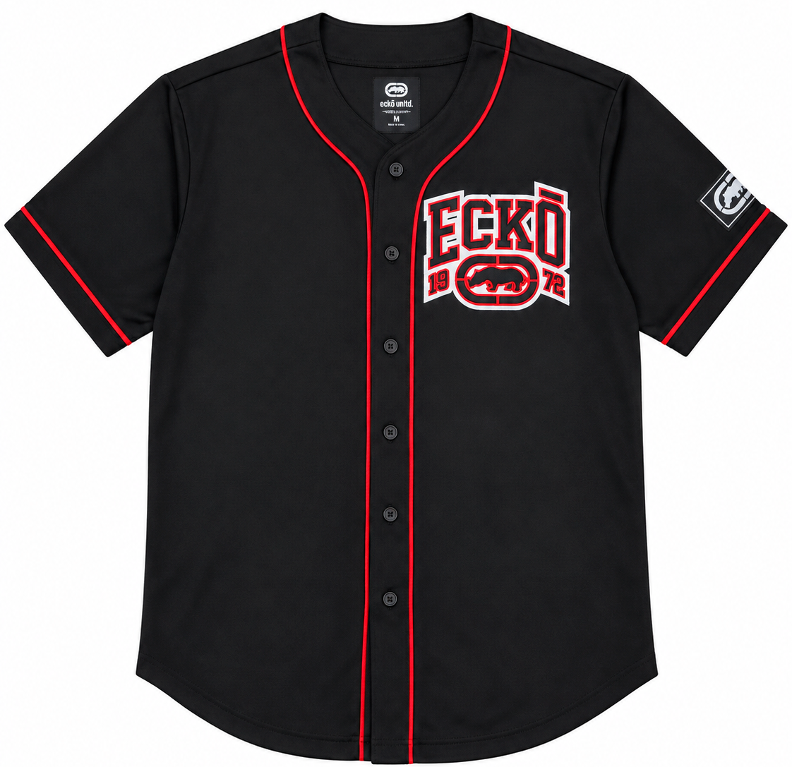 ECKO UNLTD SCRIPT BASEBALL JERSEY BLACK - EO14K1589O - Steal Deal 