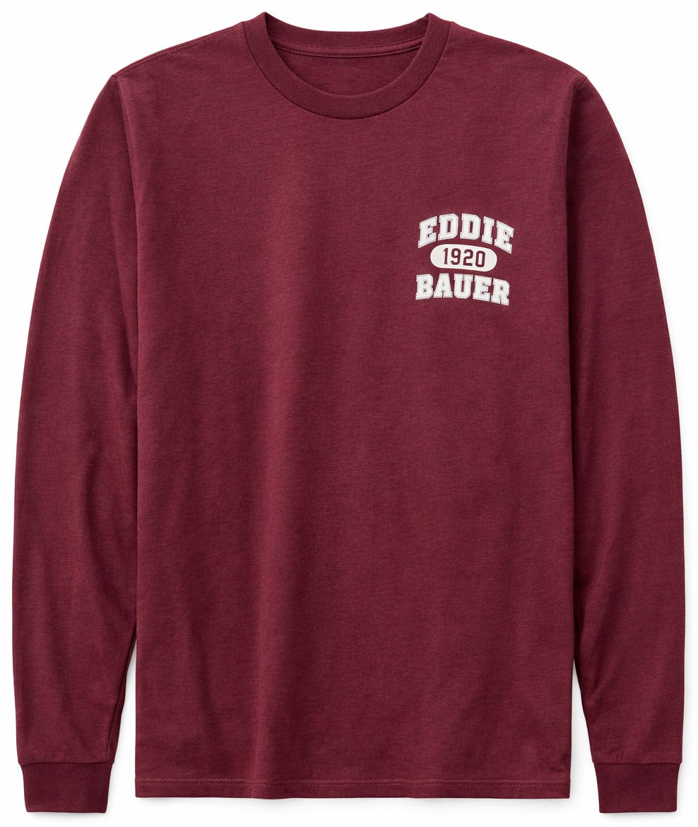 EDDIE BAURER GRAPHIC LONG SLEEVE SHIRT BURGUNDY - 3070
