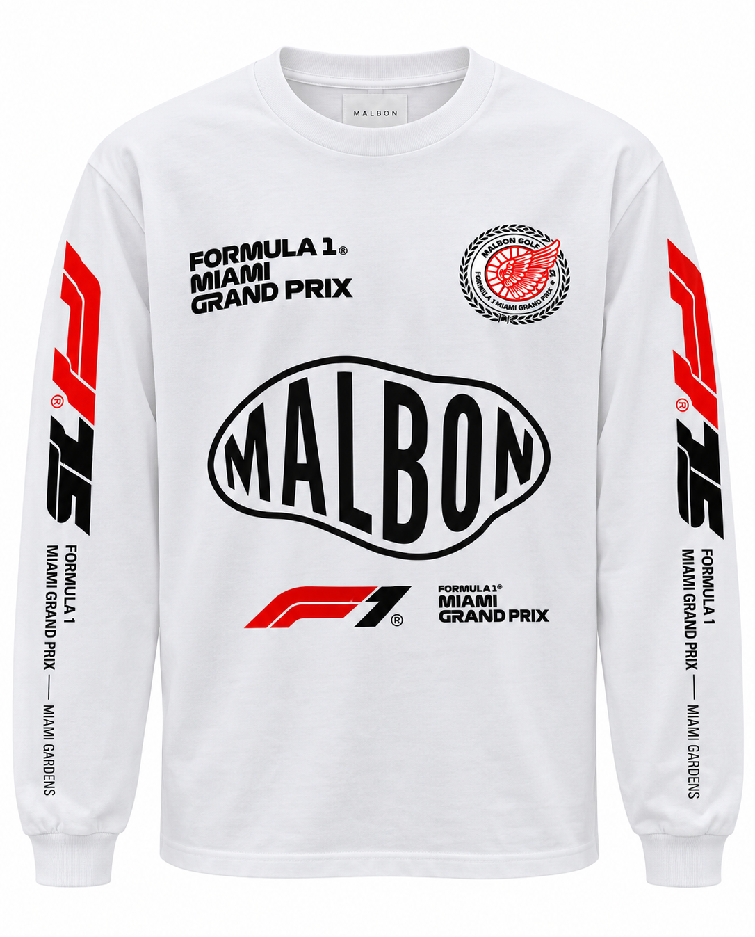 FORMULA 1 MIAMI LONG SLEEVE WHITE - MALBON X F1