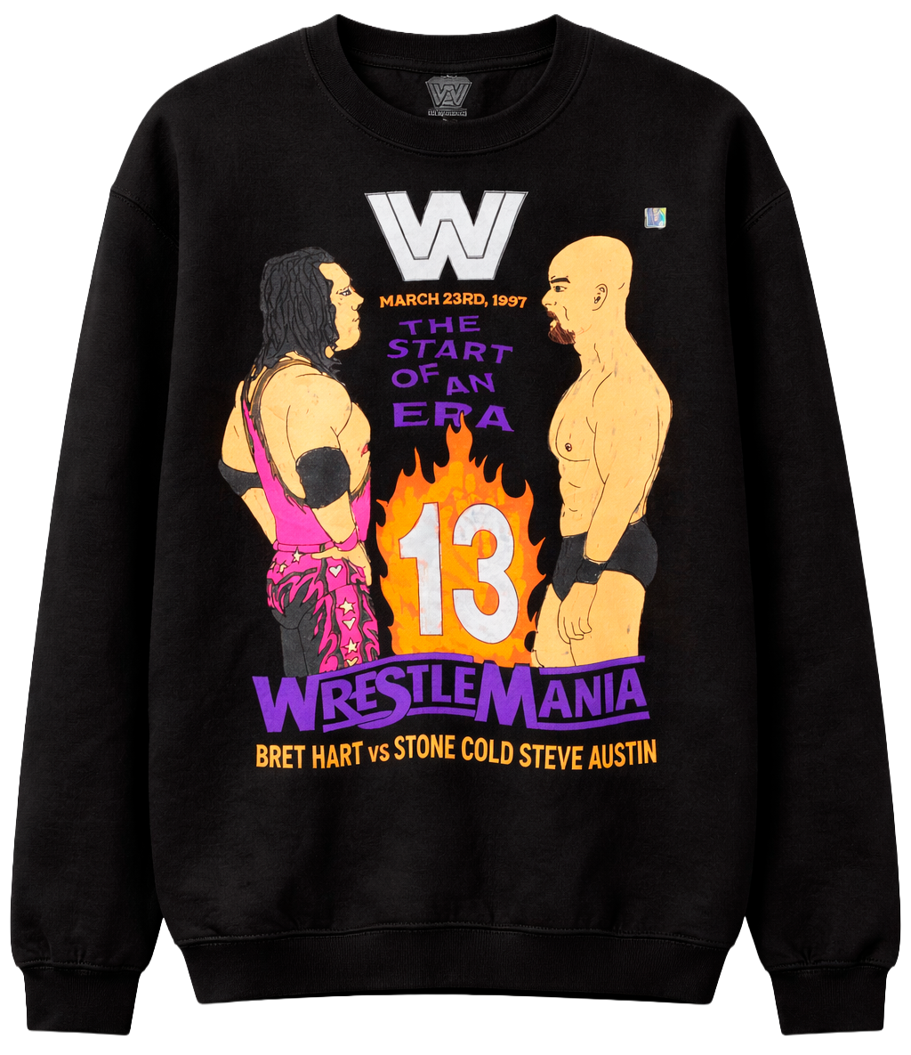 LICENSED WWE WRESTLEMANIA 13 CREWNECK BLACK - WXBW4330RC