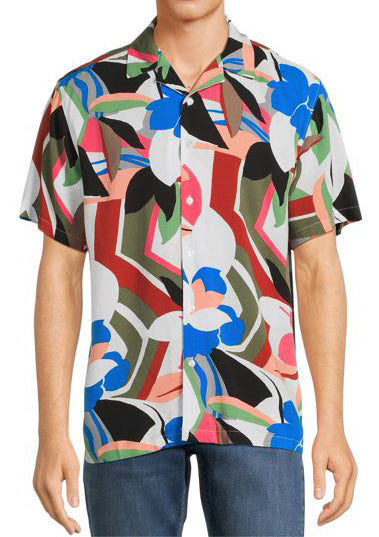 NO BOUNDARIES S/S BUTTON DOWN ABSTRACT FLORAL - NB25100132468