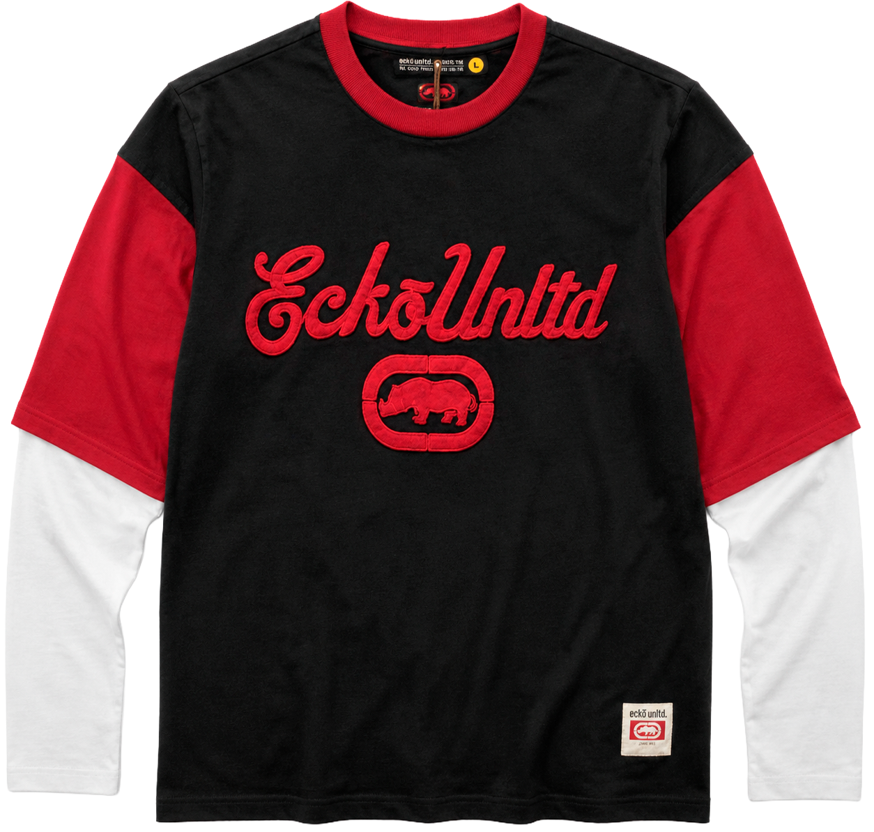 ECKO UNLTD DOUBLE LAYER L/S T-SHIRT BLACK - EO35L444