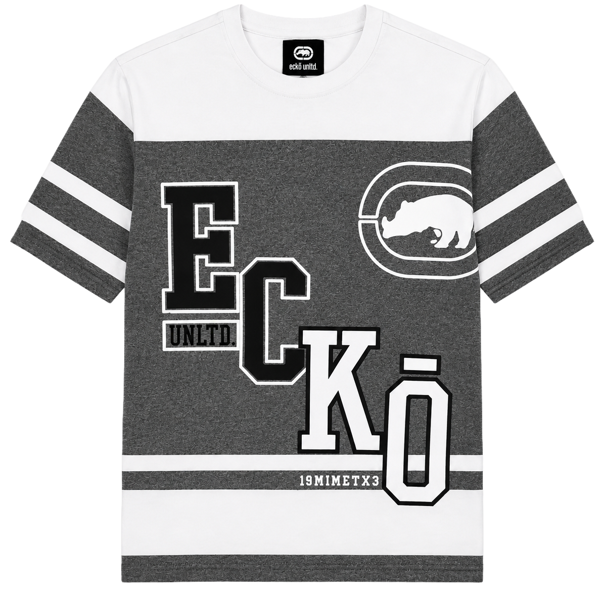 ECKO UNLTD GRAPHIC T-SHIRT WHITE/GREY MARLED - EO15K1901