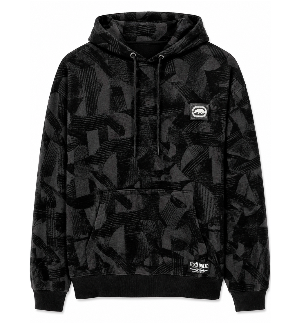 ECKO UNLTD PREMIUM FELT HOODIE BLACK - EO15H1470