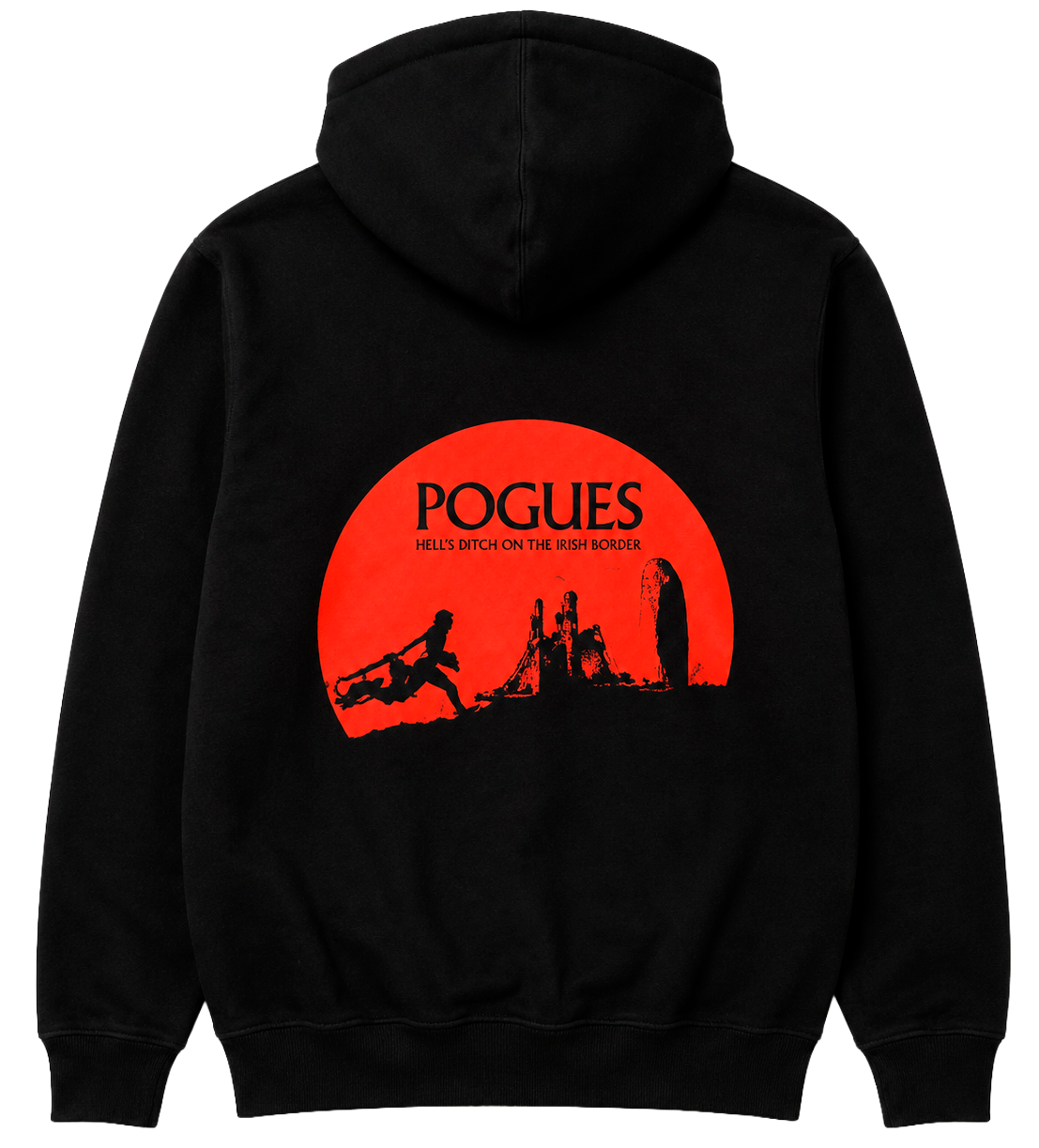 LICENSED MUSIC THE POGUES HOODIE BLACK - RED ROSES LOGO