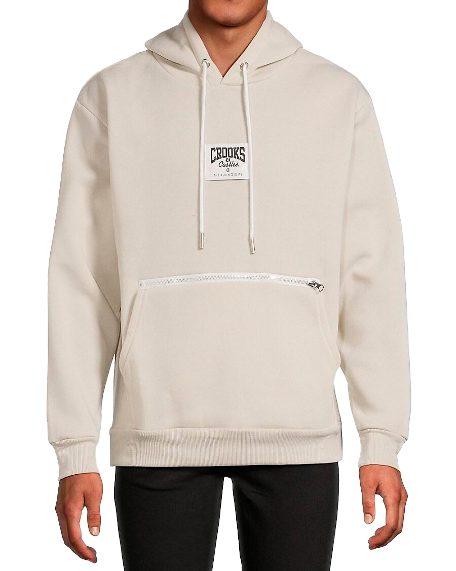 CROOKS & CASTLES ZIP POUCH HOODIE CHALK - 4I10102