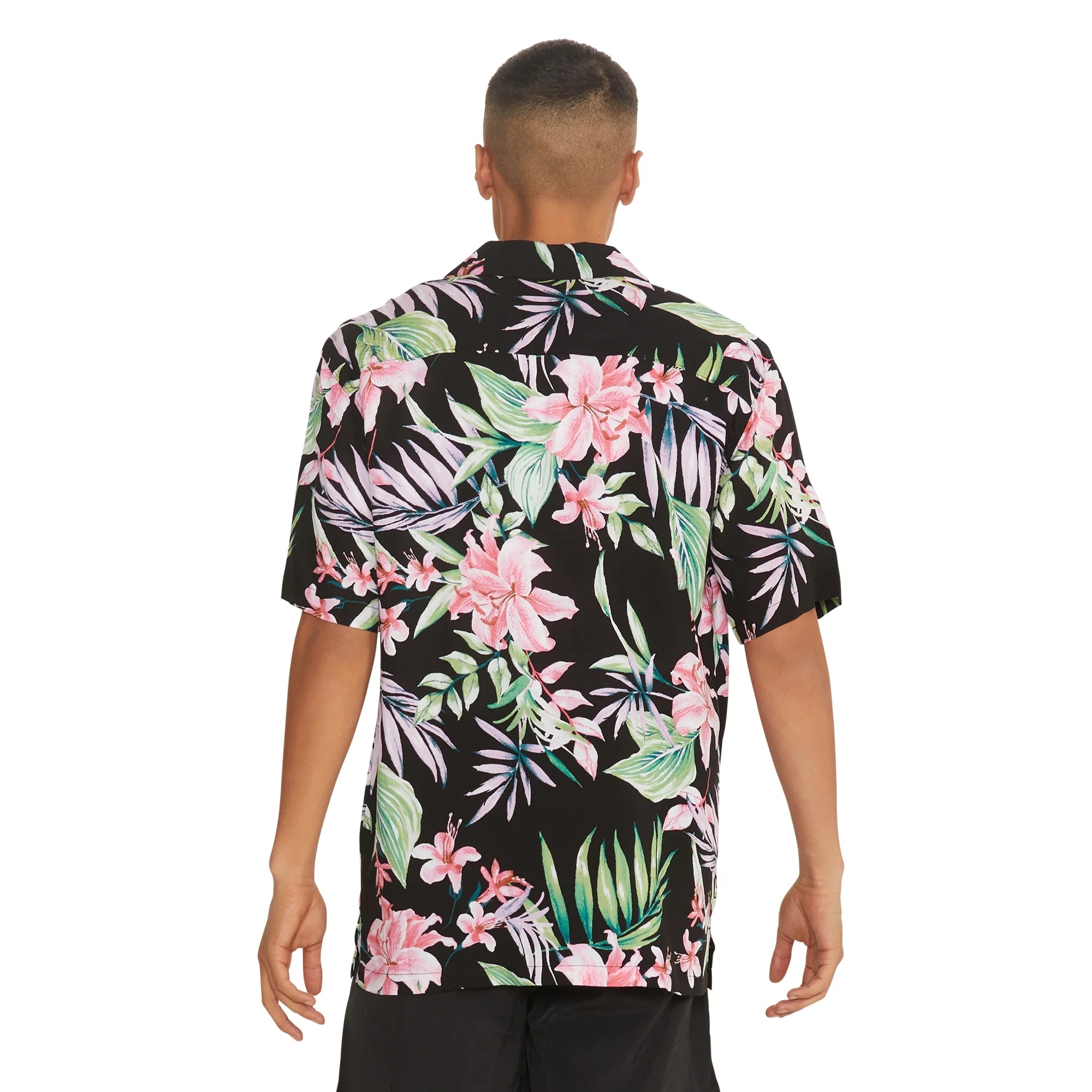 NO BOUNDARIES S/S BUTTON DOWN BLACK SOOT TROPICAL - NB15100132468B