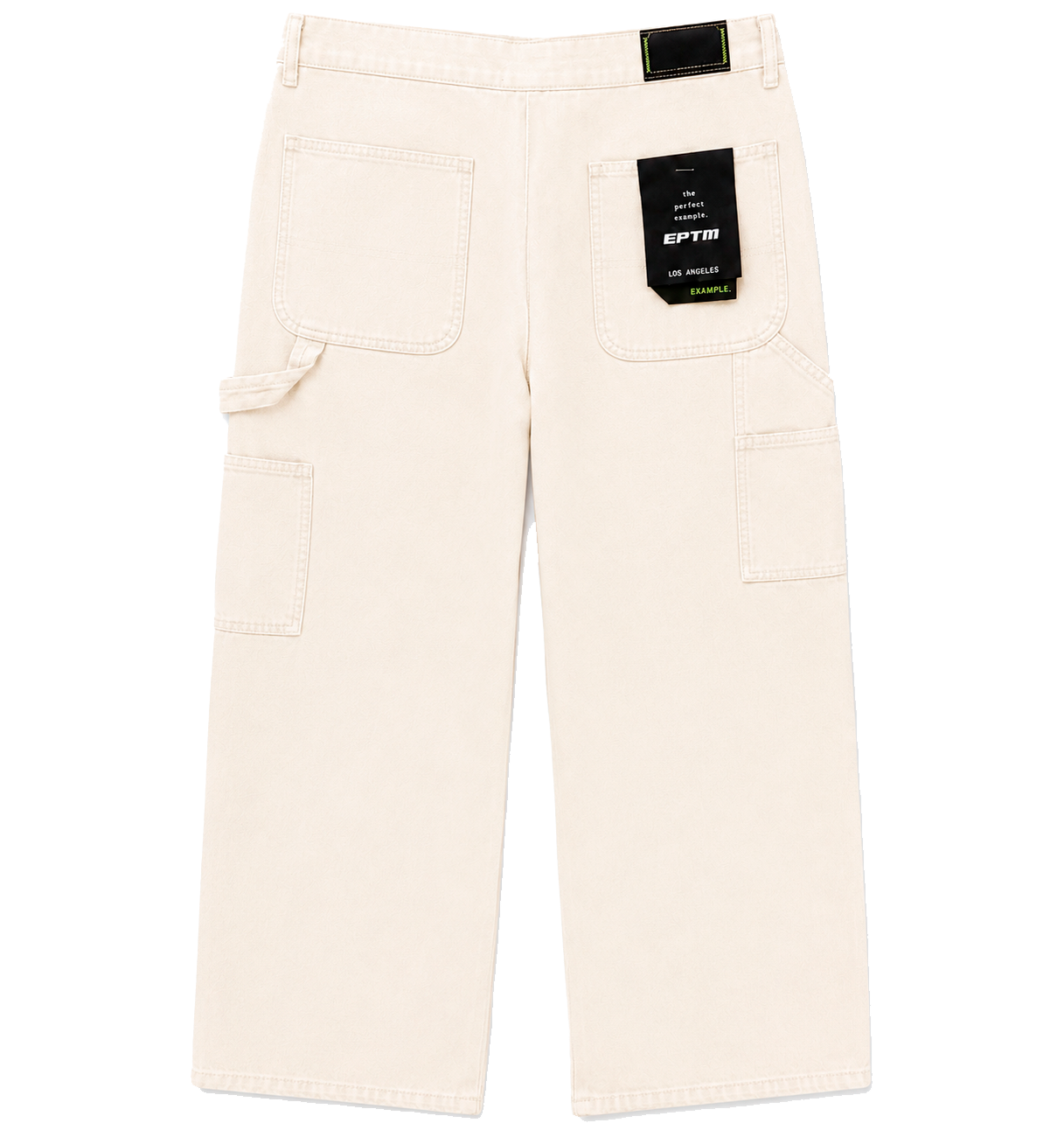 EPTM WIDE LEG DENIM CARGO PANTS CREAM - VINTAGE CARPENTER