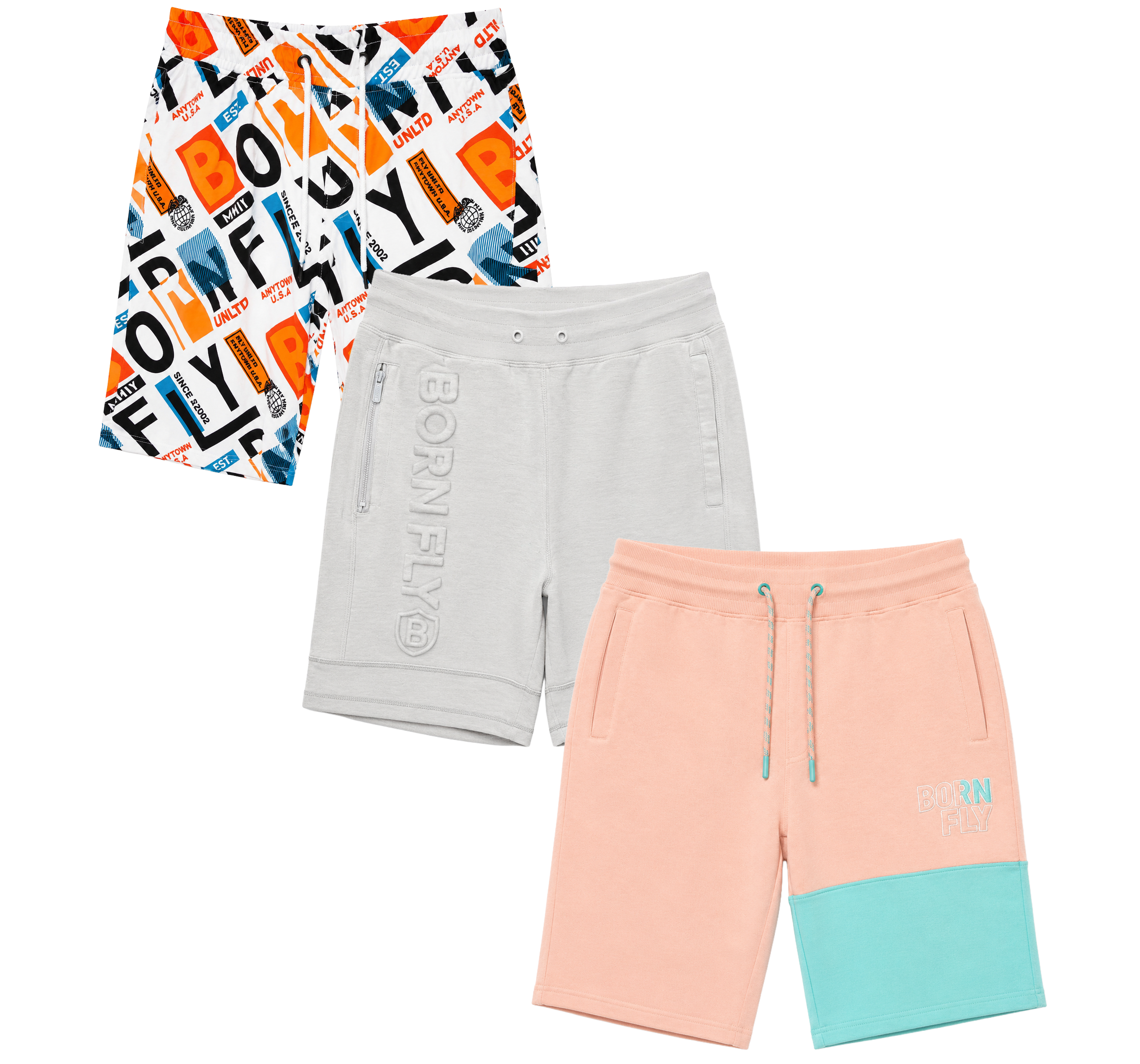 BORN FLY ASSORTED FLEECE SWEATSHORTS ASST - BFSWSHT26