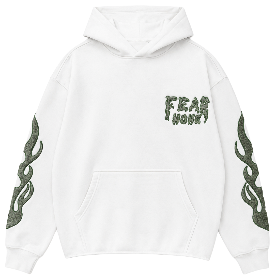 REBEL MINDS FEAR NONE MEN'S CROP HOODIE WHITE - 152-316