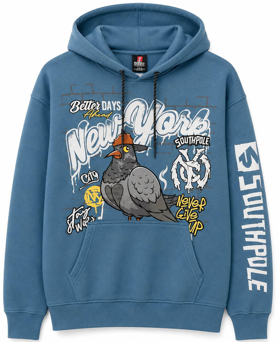 SOUTH POLE GRAPHIC HOODIE BLUE SLATE - SM451621