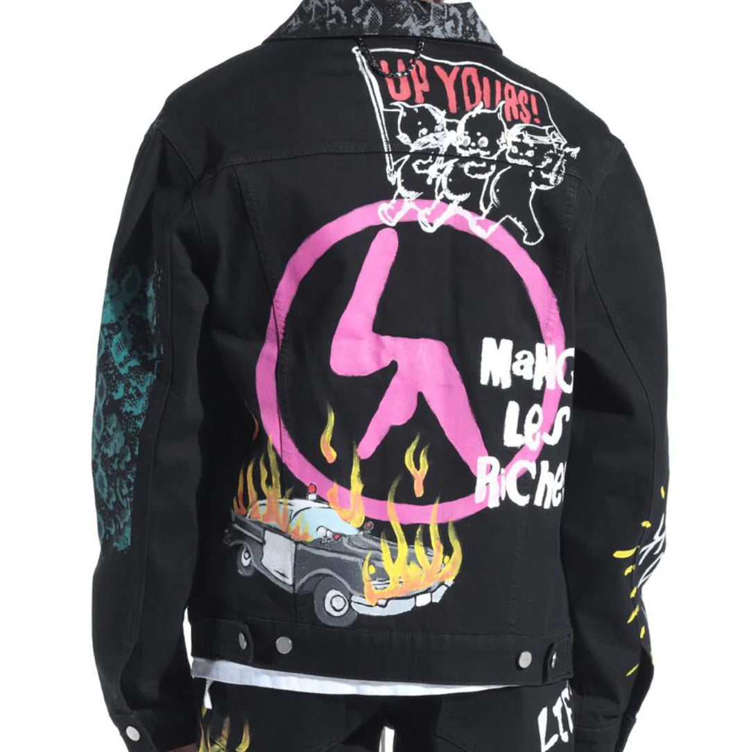 LIFTED ANCHOR DENIM JACKET PAINTED ANARCHY BLACK - LASP21-50