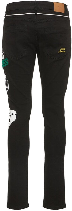 LIFTED ANCHOR EMBROIDERED BURNING BRIDGES JEANS BLACK - LASP122-33