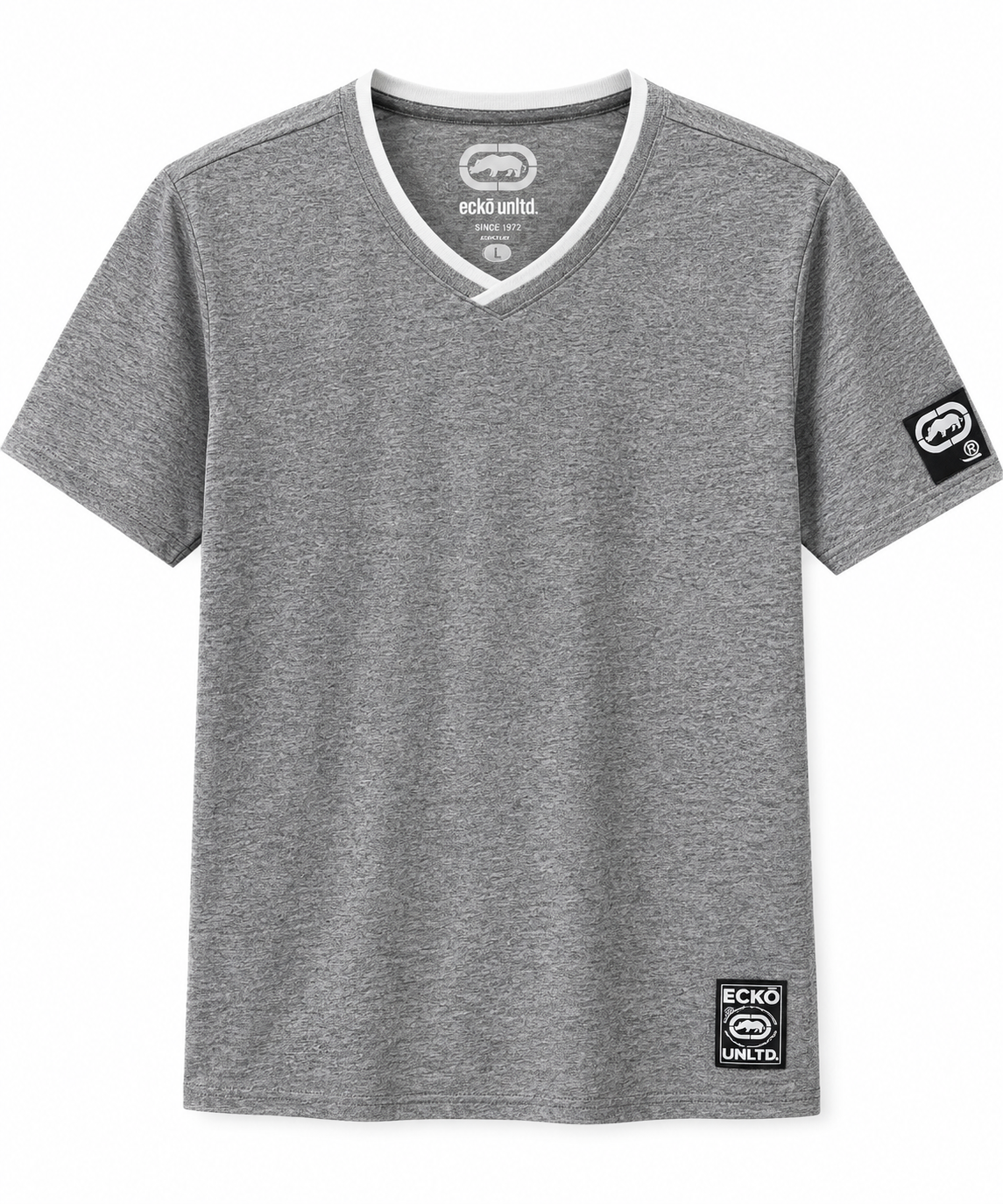 ECKO UNLTD S/S V-NECK T-SHIRT GREY MARLED - EO13K1159