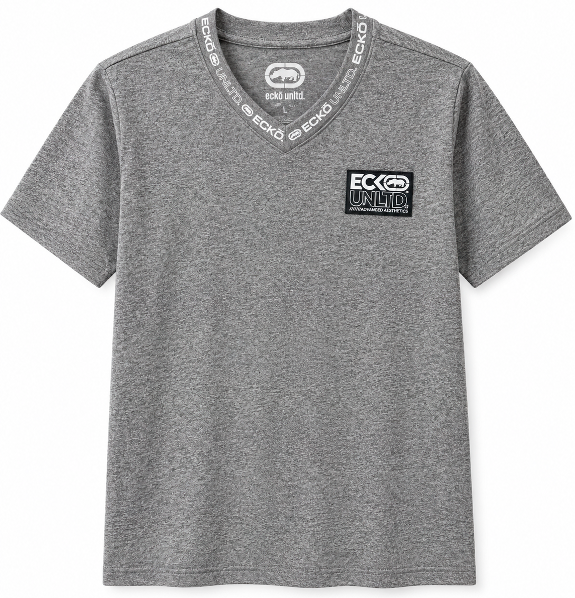 ECKO UNLTD S/S V-NECK T-SHIRT GREY MARLED - EO13K1104