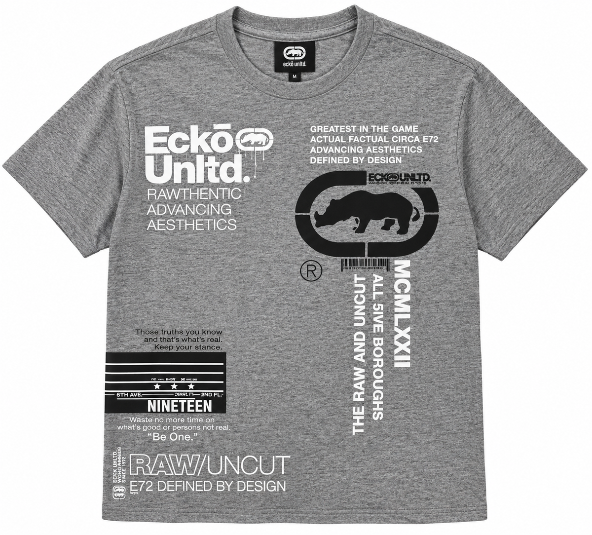 ECKO UNLTD GRAPHIC T-SHIRT GREY MARLED - EO14K1233