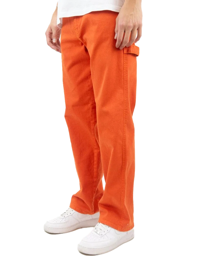REBEL MINDS TWILL CARPENTER PANTS ORANGE - 100-680T