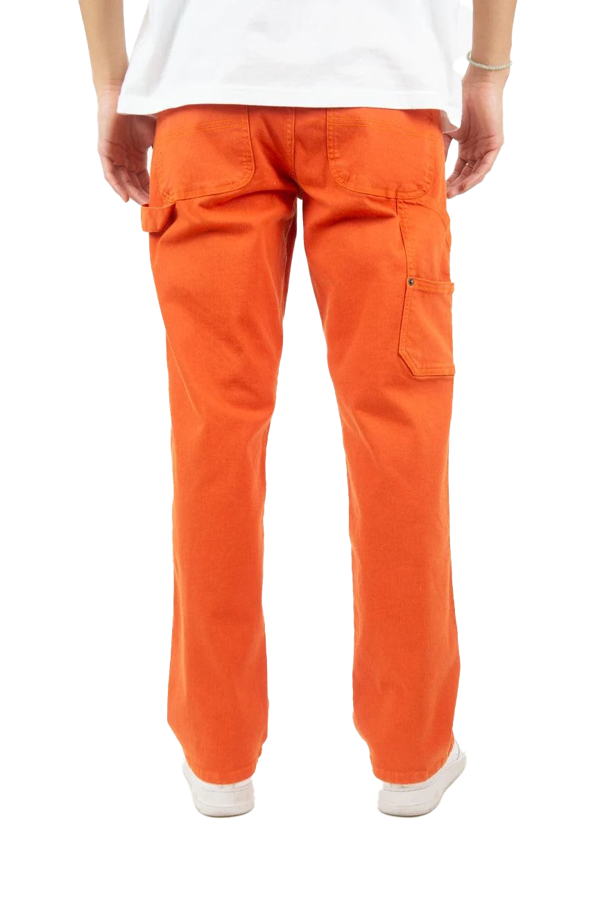 REBEL MINDS TWILL CARPENTER PANTS ORANGE - 100-680T